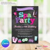 Spa Birthday Party Invitation - CHALK - Printable, Instant Download, Edit in Canva