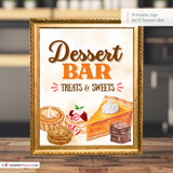 Thanksgiving Dessert Bar Sign, Fall Dessert Table Printable, Autumn Sweets & Treats Sign, Thanksgiving Party Decor, Instant Download 8x10