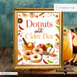 Donuts & Cider Bar Sign, Fall Party Printable, Apple Cider Donut Bar, Autumn Brunch Sign, Thanksgiving Food Station, Instant Download 8x10