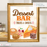 Thanksgiving Dessert Bar Sign, Fall Dessert Table Printable, Autumn Sweets & Treats Sign, Thanksgiving Party Decor, Instant Download 8x10