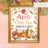 Apple Cider Bar Sign, Fall Drink Station Printable, Hot Apple Cider Bar, Autumn Party Sign, Thanksgiving Decor, Instant Download 8x10