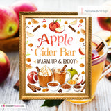 Apple Cider Bar Sign, Fall Drink Station Printable, Hot Apple Cider Bar, Autumn Party Sign, Thanksgiving Decor, Instant Download 8x10