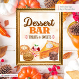 Thanksgiving Dessert Bar Sign, Fall Dessert Table Printable, Autumn Sweets & Treats Sign, Thanksgiving Party Decor, Instant Download 8x10