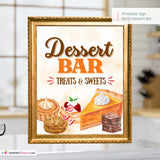 Thanksgiving Dessert Bar Sign, Fall Dessert Table Printable, Autumn Sweets & Treats Sign, Thanksgiving Party Decor, Instant Download 8x10