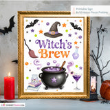 Witch's Brew Sign, Halloween Cocktail Bar Printable, Adult Halloween Party Sign, Witches Brew Drink Station, Instant Download 8x10