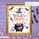 Witch's Brew Sign, Halloween Cocktail Bar Printable, Adult Halloween Party Sign, Witches Brew Drink Station, Instant Download 8x10