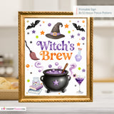 Witch's Brew Sign, Halloween Cocktail Bar Printable, Adult Halloween Party Sign, Witches Brew Drink Station, Instant Download 8x10