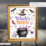 Witch's Brew Sign, Halloween Cocktail Bar Printable, Adult Halloween Party Sign, Witches Brew Drink Station, Instant Download 8x10