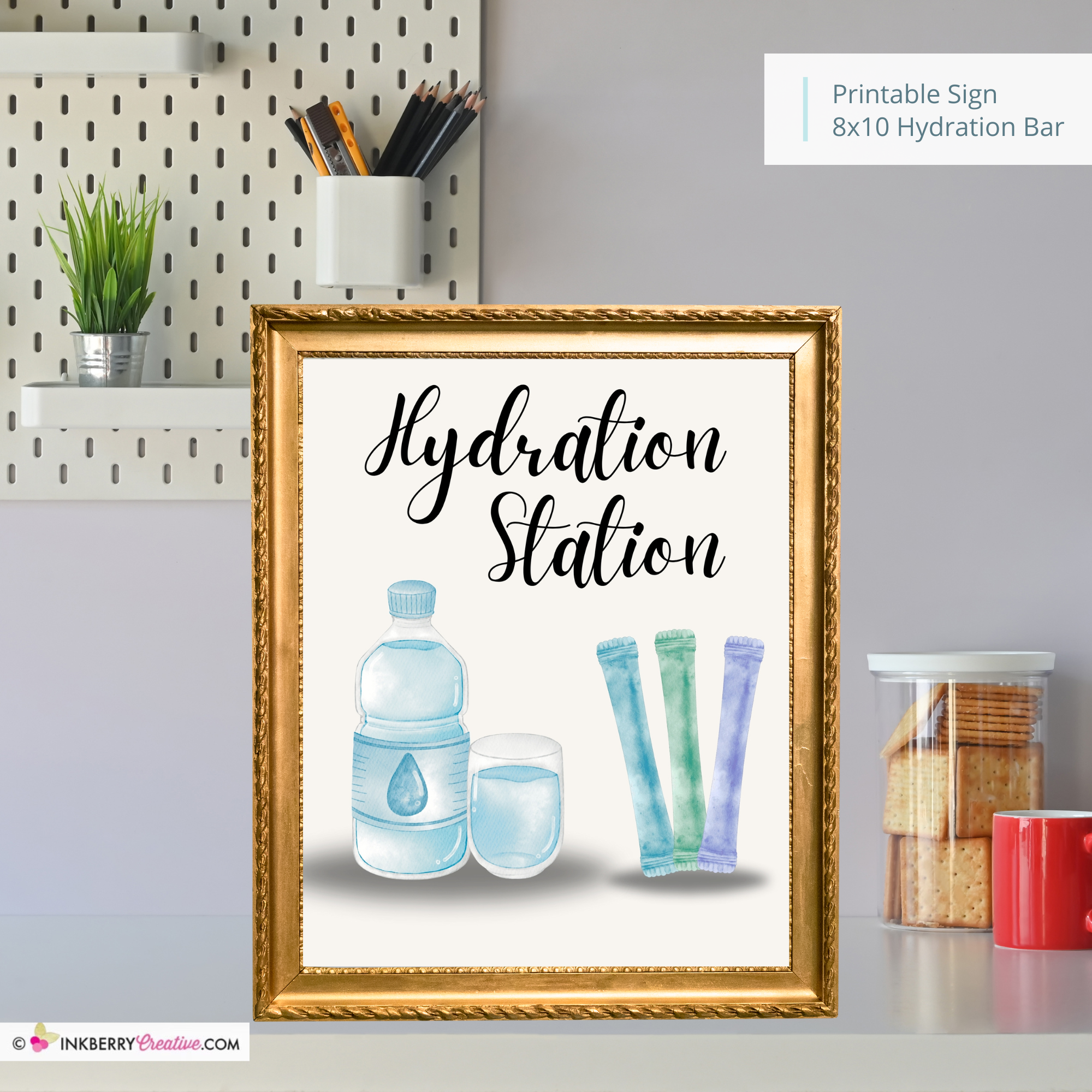 Hydration Station Sign, Instant Download, 8x10, Digital PDF, Water Drink Mix Table Sign for Home, School or Office