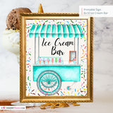 Ice Cream Cart Printable Sign, Wedding Sign, Bridal Baby Shower Birthday Party Ice Cream Bar Sign 8x10, PDF, Instant Download, Digital File