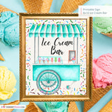 Ice Cream Cart Printable Sign, Wedding Sign, Bridal Baby Shower Birthday Party Ice Cream Bar Sign 8x10, PDF, Instant Download, Digital File