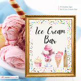 Ice Cream Bar Printable Sign, Wedding Sign, Bridal Baby Shower Birthday Party Ice Cream Bar Sign 8x10, PDF, Instant Download, Digital File