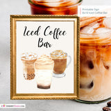 Iced Coffee Bar Printable Sign, Wedding Sign, Bridal Baby Shower Birthday Party Coffee Bar Sign 8x10, PDF, Instant Download, Digital File