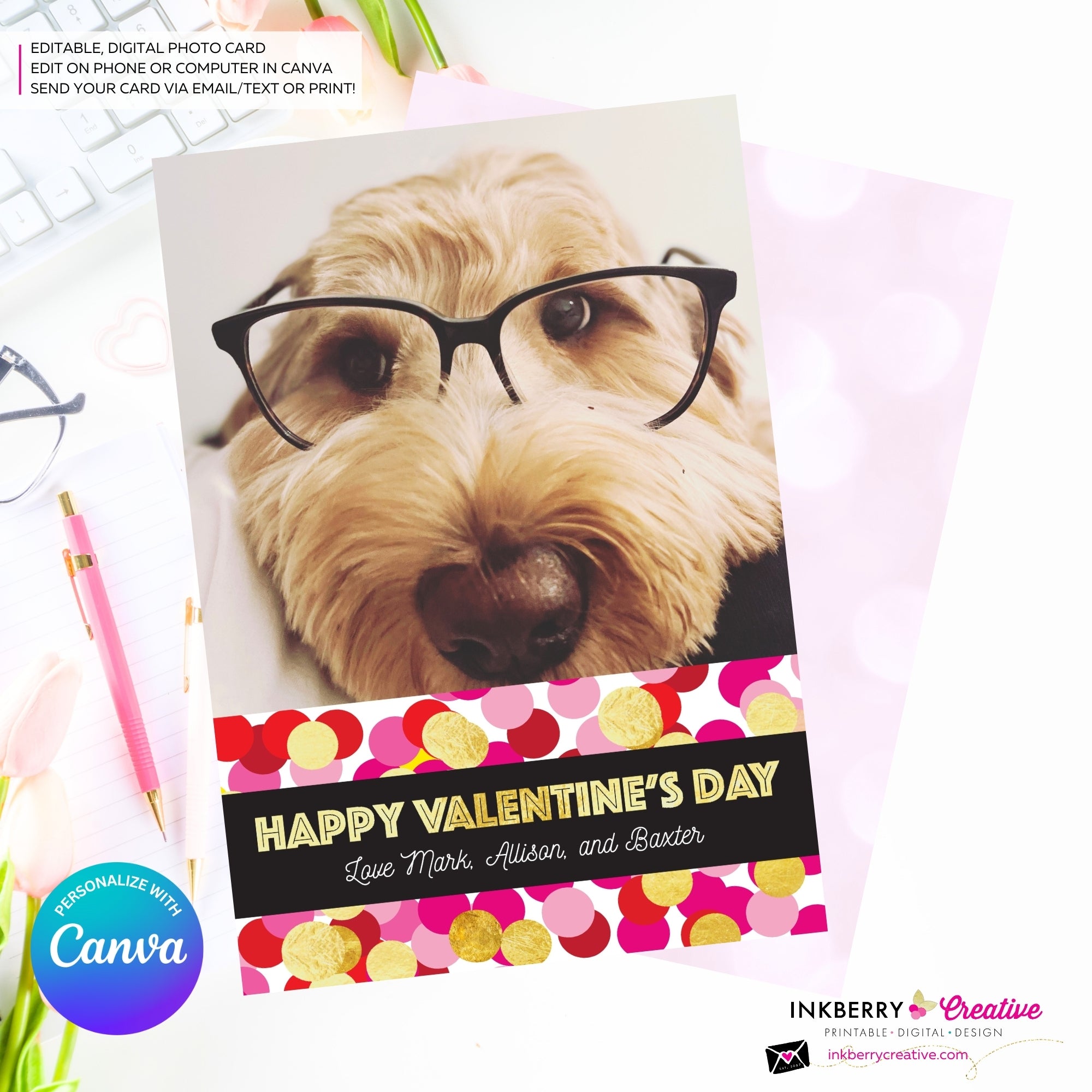 Big Confetti - Valentine's Day Photo Card - Personalize and Edit in Canva