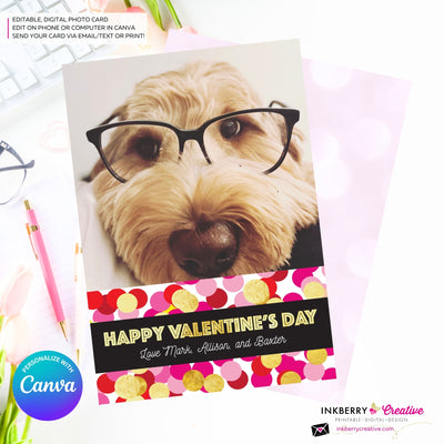 Big Confetti - Valentine's Day Photo Card - Personalize and Edit in Canva