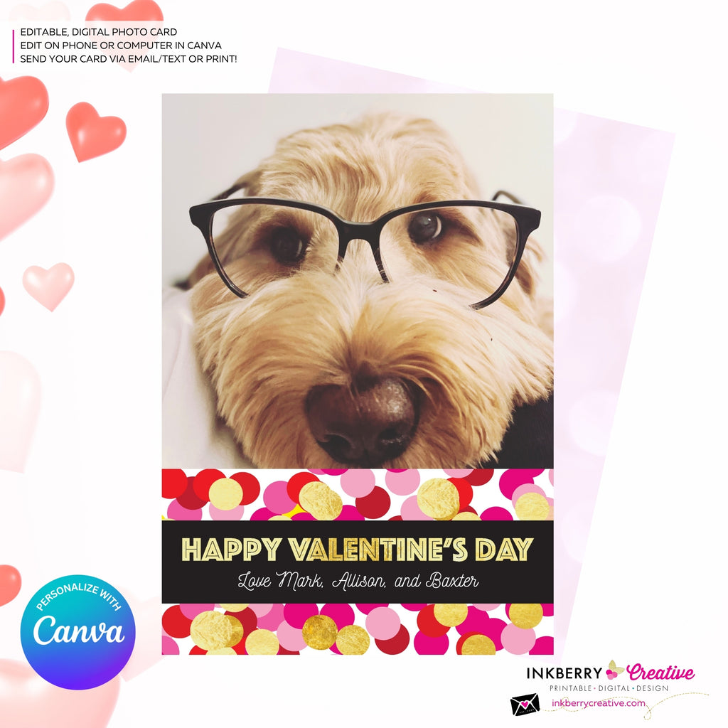 Big Confetti - Valentine's Day Photo Card - Personalize and Edit in Canva