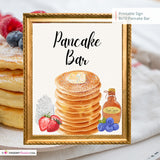 Pancake Bar Printable Sign, Wedding Sign, Bridal Baby Shower Birthday Party Pancake PJs Bar Sign 8x10, PDF, Instant Download, Digital File