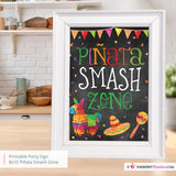 Printable Piñata Smash Zone Sign, Mexican Fiesta, Nacho Taco Birthday Party Sign, 8x10 Instant Download, Piñata Print, Digital File
