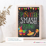 Printable Piñata Smash Zone Sign, Mexican Fiesta, Nacho Taco Birthday Party Sign, 8x10 Instant Download, Piñata Print, Digital File