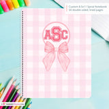 Pink Plaid and Bows - Custom, Personalized Spiral Notebook