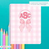 Pink Plaid and Bows - Custom, Personalized Spiral Notebook