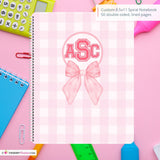 Pink Plaid and Bows - Custom, Personalized Spiral Notebook