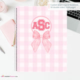 Pink Plaid and Bows - Custom, Personalized Spiral Notebook