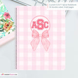 Pink Plaid and Bows - Custom, Personalized Spiral Notebook