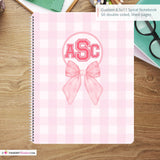 Pink Plaid and Bows - Custom, Personalized Spiral Notebook