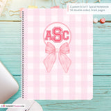 Pink Plaid and Bows - Custom, Personalized Spiral Notebook