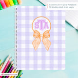 Purple Plaid Orange Bow - Custom, Personalized Spiral Notebook