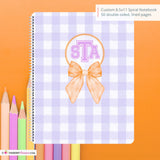 Purple Plaid Orange Bow - Custom, Personalized Spiral Notebook
