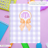 Purple Plaid Orange Bow - Custom, Personalized Spiral Notebook