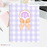Purple Plaid Orange Bow - Custom, Personalized Spiral Notebook