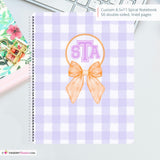 Purple Plaid Orange Bow - Custom, Personalized Spiral Notebook