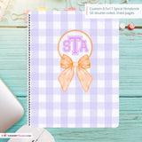 Purple Plaid Orange Bow - Custom, Personalized Spiral Notebook