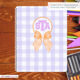 Purple Plaid Orange Bow - Custom, Personalized Spiral Notebook