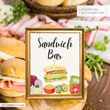 Sandwich Bar Printable Sign, Wedding Sign, Bridal Baby Shower Birthday Party Sandwich Bar Sign 8x10, PDF, Instant Download, Digital File