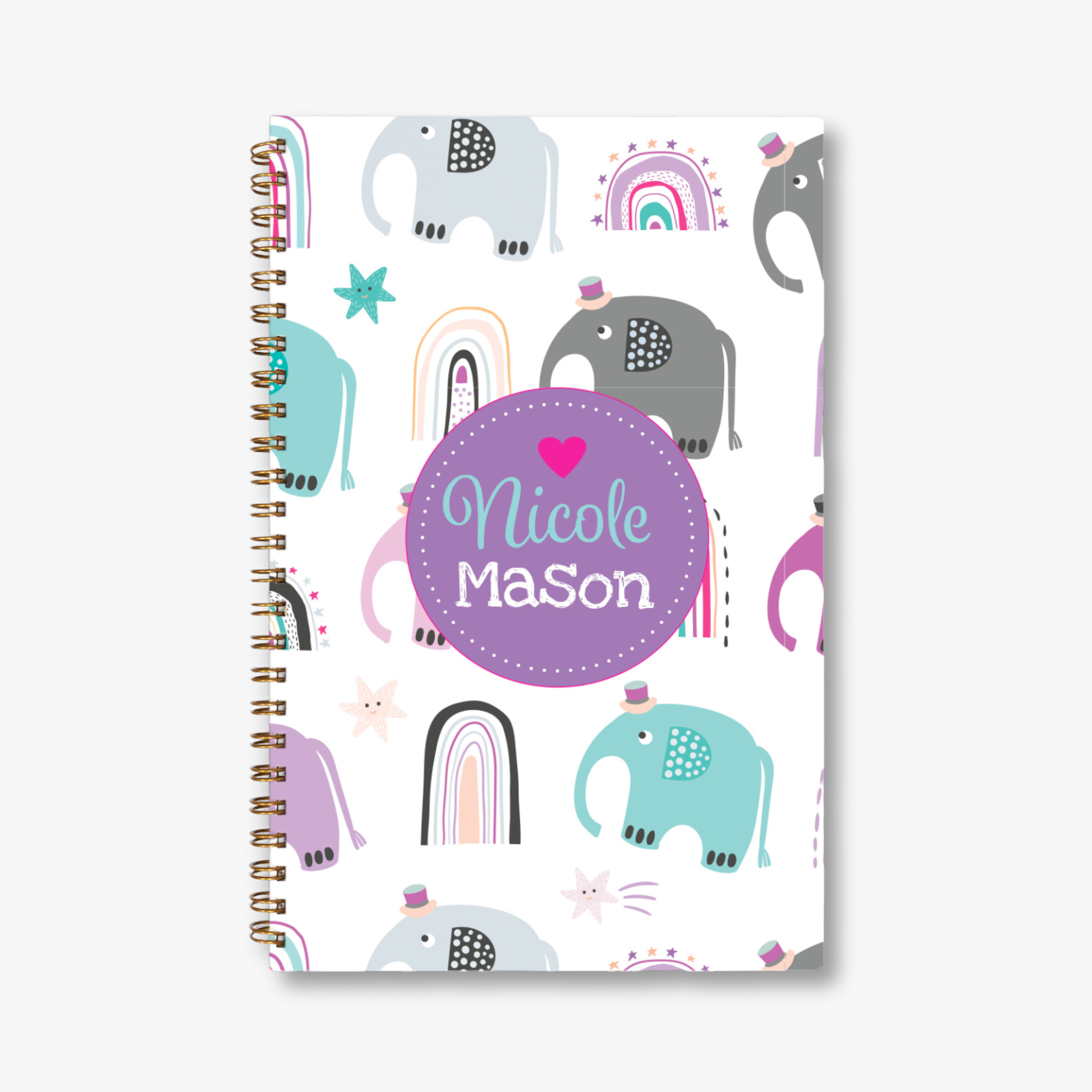 Elephants and Rainbows Spiral Notebook (5.5x8.5)