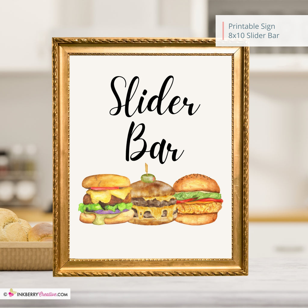Slider Bar Printable Sign, Wedding Sign, Bridal Baby Shower Birthday Party Slider Bar Sign 8x10, PDF, Instant Download, Digital File