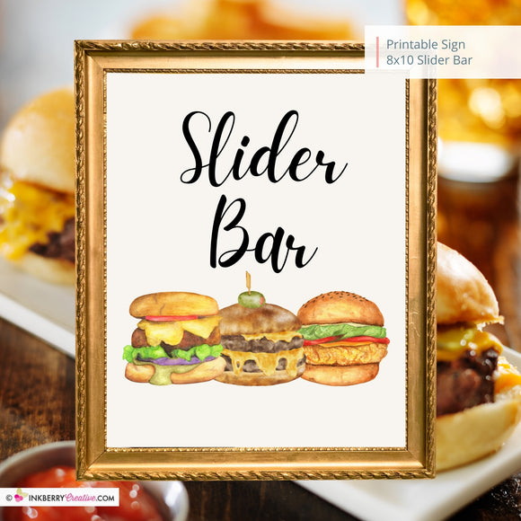 Slider Bar Printable Sign, Wedding Sign, Bridal Baby Shower Birthday Party Slider Bar Sign 8x10, PDF, Instant Download, Digital File