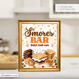 S'mores Bar Sign, Build Your Own Smores Printable, Fall Party Food Station, Bonfire Party Sign, Camping Party Decor, Instant Download 8x10