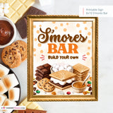 S'mores Bar Sign, Build Your Own Smores Printable, Fall Party Food Station, Bonfire Party Sign, Camping Party Decor, Instant Download 8x10