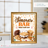 S'mores Bar Sign, Build Your Own Smores Printable, Fall Party Food Station, Bonfire Party Sign, Camping Party Decor, Instant Download 8x10