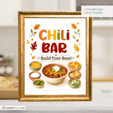 Chili Bar Sign, Build Your Own Chili Bowl Printable, Fall Party Food Station, Football Tailgate Party Sign, Instant Download 8x10