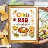 Chili Bar Sign, Build Your Own Chili Bowl Printable, Fall Party Food Station, Football Tailgate Party Sign, Instant Download 8x10