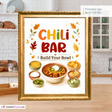 Chili Bar Sign, Build Your Own Chili Bowl Printable, Fall Party Food Station, Football Tailgate Party Sign, Instant Download 8x10