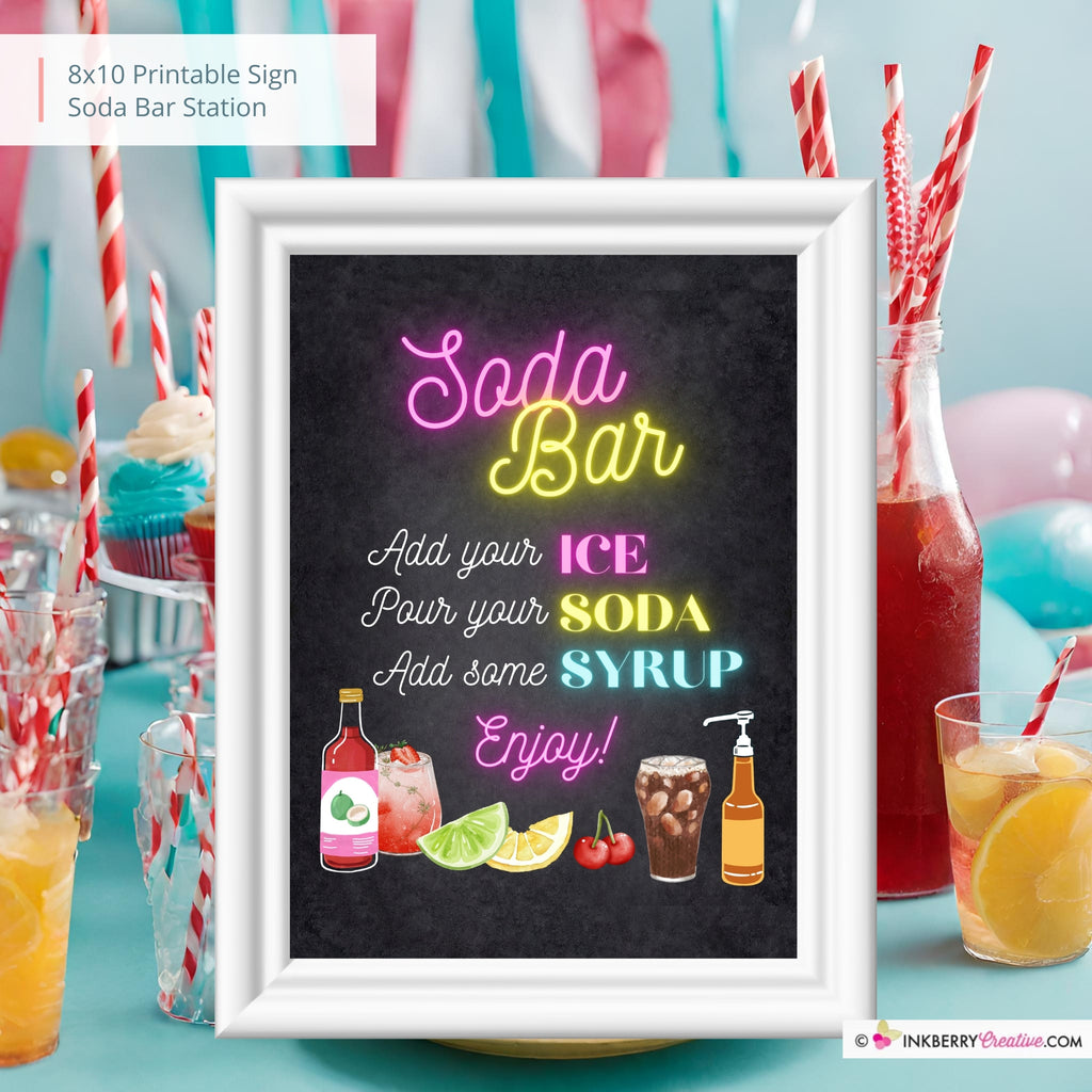 Soda Bar Sign, Instant Download, 8x10, Digital File, Party Sign Soda Station, Make Your Own Soda, Italian Soda Bar Station Sign