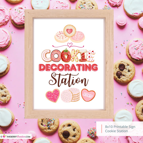 Valentine's Day Cookie Decorating Station 8x10 Sign, JPEG, Instant Download, Digital File