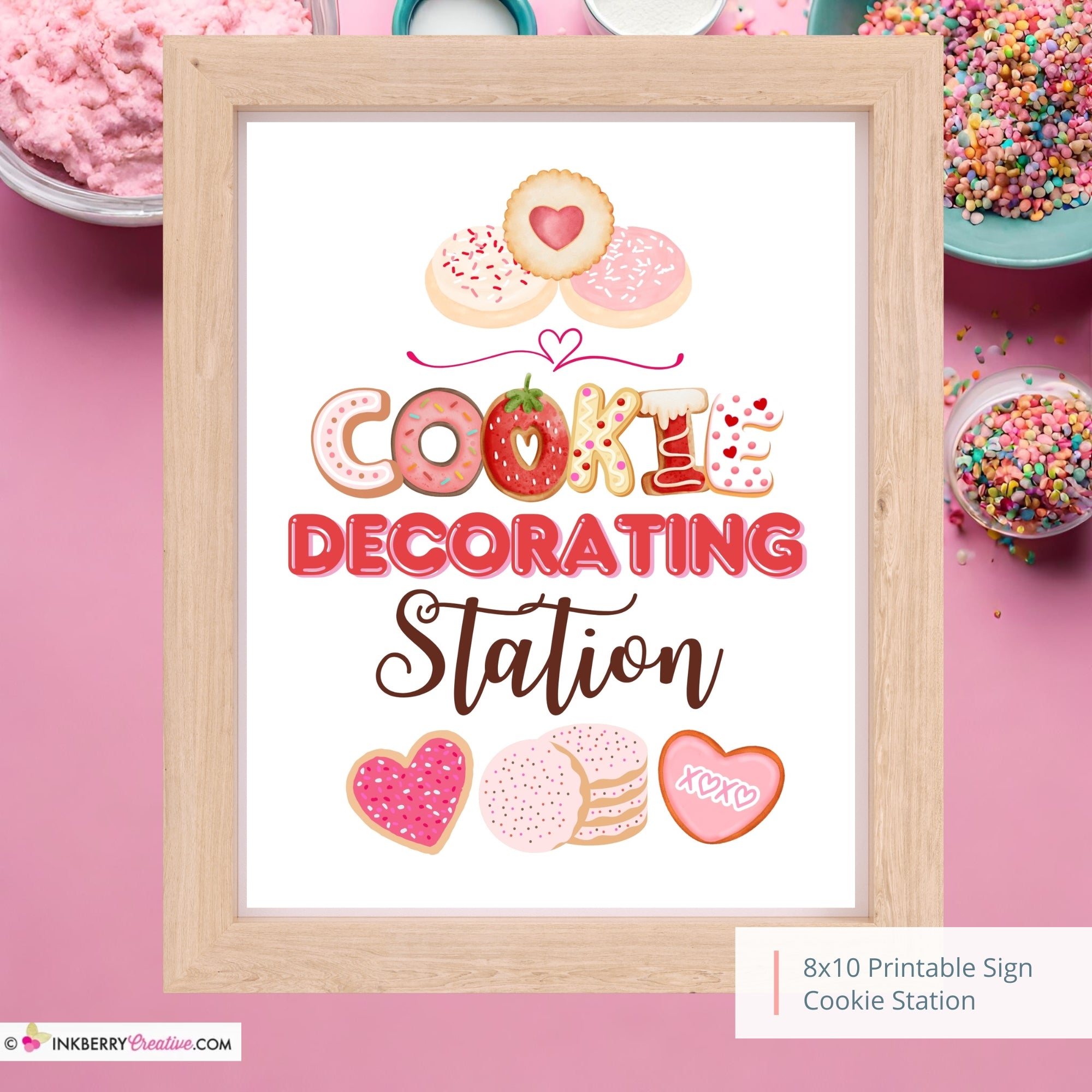 Valentine's Day Cookie Decorating Station 8x10 Sign, JPEG, Instant Download, Digital File